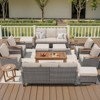Buenhomino 13-Piece Outdoor Patio Set – 4 Single Chairs, 2 Sofas, 2 Side Tables, 4 Ottomans & Coffee Table, Wicker with Cushions, Beige - 2 of 4