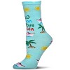 Memoi Goodbye Tension Hello Pension Greeting Card Crew Socks Aqua Splash One Size - 3 of 4