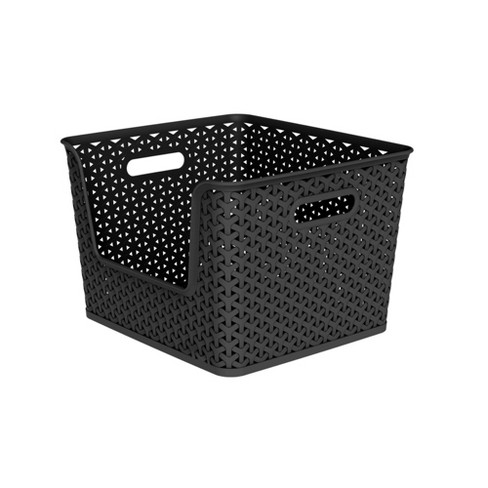 Y-Weave Medium Decorative Storage Basket Black - Brightroom™