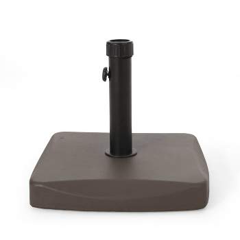 55-pound Square Patio Umbrella Base- Brown - Christopher Knight Home, Secure Outdoor Umbrella Stand, Weather-Resistant, Concrete & Steel