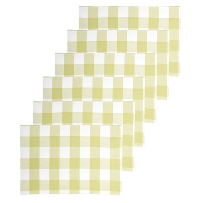 Franklin Green and White Checkered Cotton Placemats Set of 6