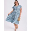 GRACE & GRANDEUR Women's Plus Size Floral Print Button Decor V Neck Flowy Maxi A Line Dresses with Pockets - 2 of 4