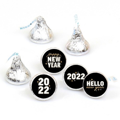 Rose Gold Happy New Year 1 sheet of 108 Labels Fit Chocolate Candy 2022 New Year's Eve Party Round Candy Sticker Favors