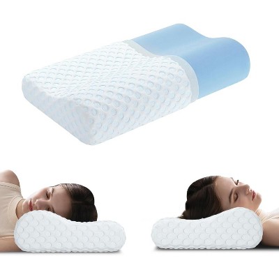 COWLOWN 24 x 13.8 x 4.7 in White Memory Foam Pillow Neck Cervical Orthopedic Pillow for Sleeping Side Back Stomach Sleeper