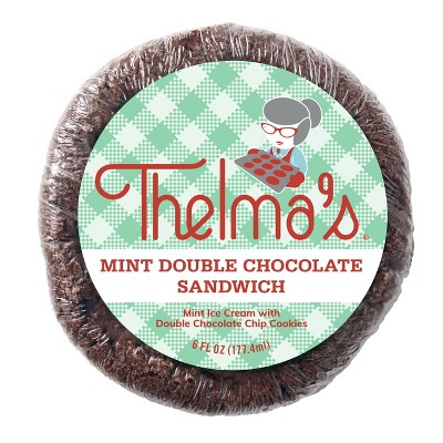 Thelma's Double Chocolate Cookie with Mint Ice Cream Sandwich - 6oz