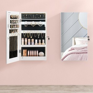Mirror Jewelry Cabinet, Walld Armoire Jewelry Storage with Built-in Lights - 1 of 4