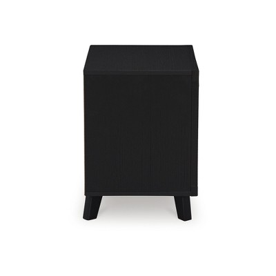 Black Modern 2-Drawer Nightstand with Wireless Charging