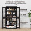 Contemporary Black Wooden Display Cabinet - 6 Shelf Organizer with Four Glass Doors - 4 of 4