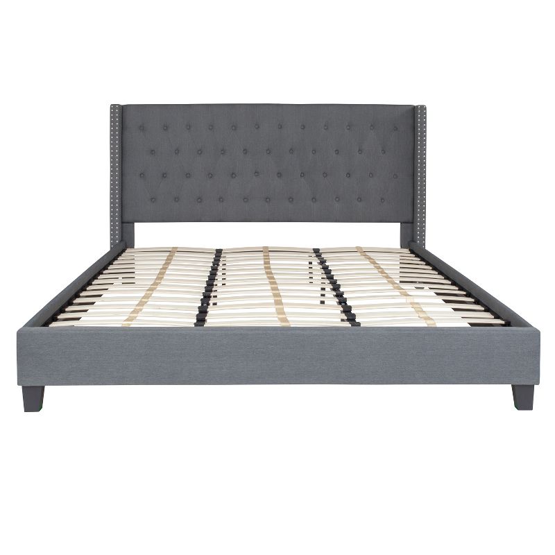 Flash Furniture Riverdale King Size Tufted Upholstered Platform Bed in Dark Gray Fabric, 5 of 6