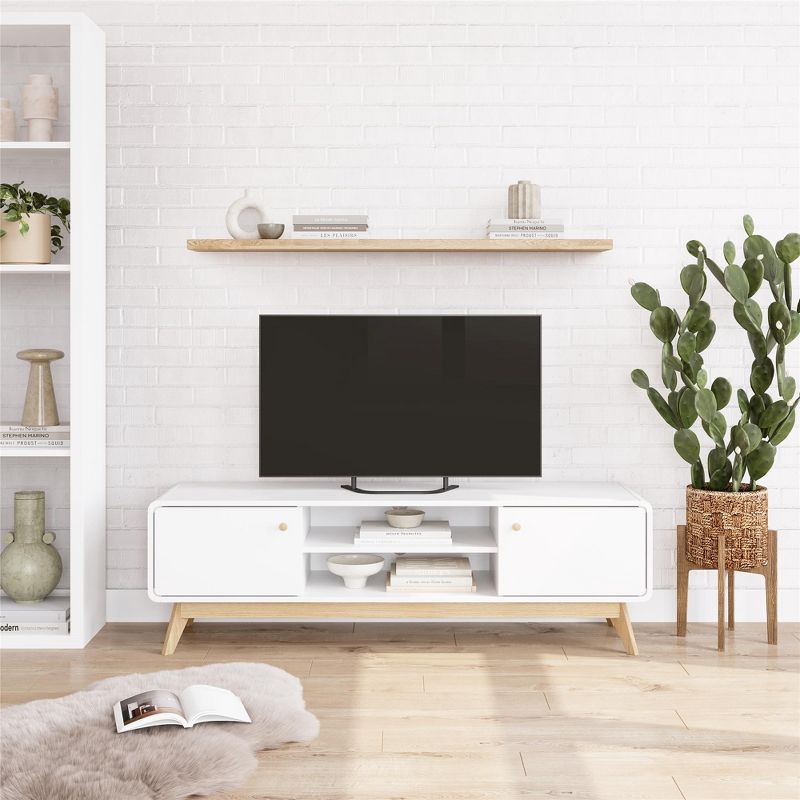 Ren Home Leva Scandinavian-Style TV Stand with Shelves, 2 of 5
