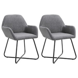 vidaXL Dining Chairs 2 pcs Dark Gray Fabric - 1 of 4
