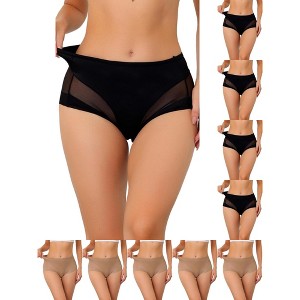 INSPIRE CHIC Women's Laser Cut Mesh Soft High-Rise Solid Stretchy Briefs 10 Packs - 1 of 4