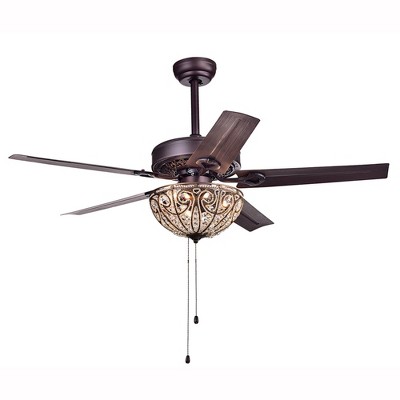 48" x 48" 19" Catalina Bronze Finished 5 Blade Crystal Ceiling Fan Brown - Warehouse of Tiffany