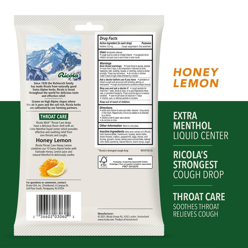 Ricola Max Throat Care Drops - Honey Lemon - 34ct, 5 of 10