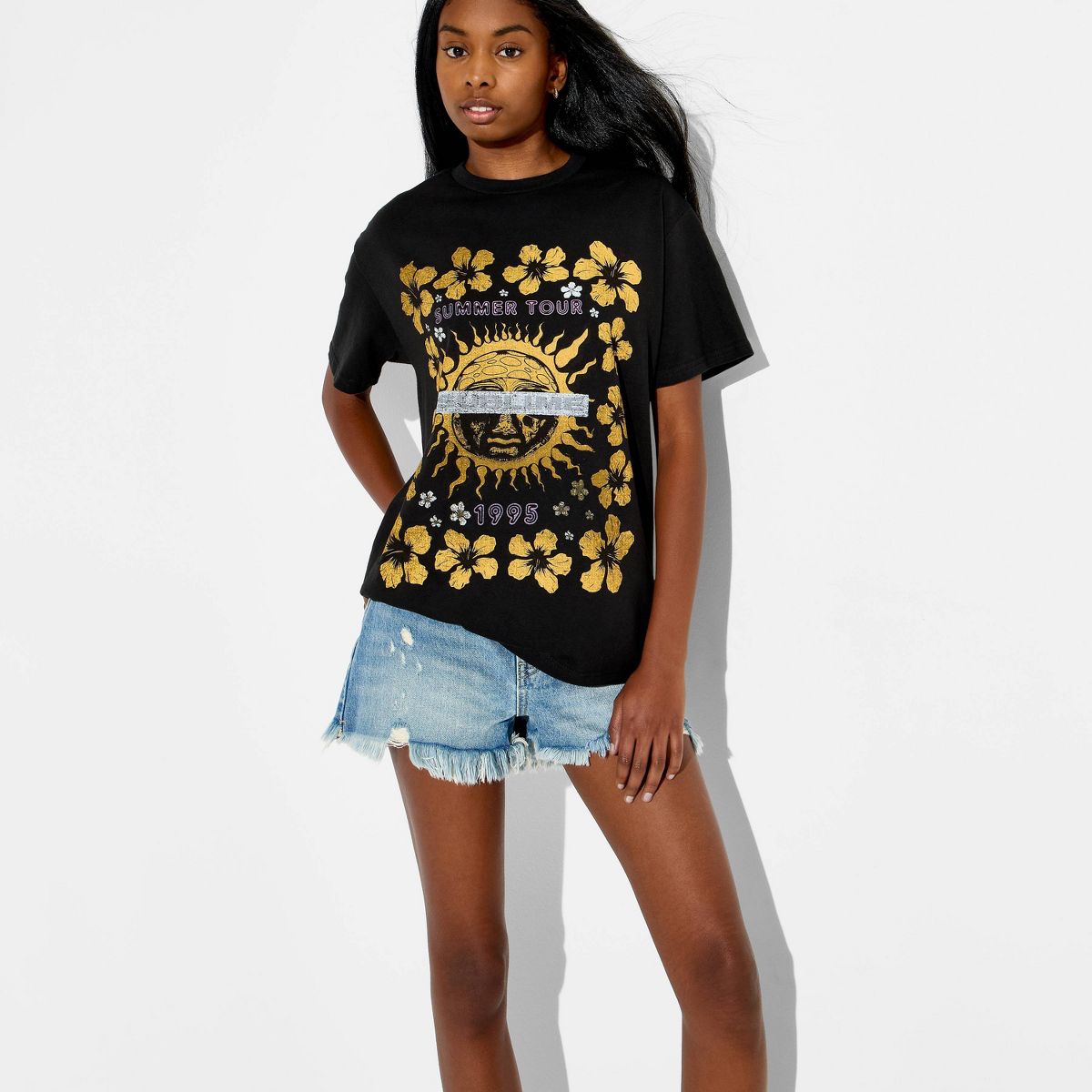Women's Sublime Oversized Short Sleeve Graphic T-Shirt - Black