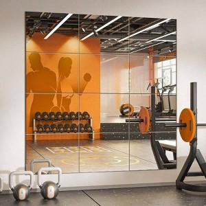 Wall Mirror Tiles 16x12 Inch 12PCS Full Length Home Gym Mirror for Garage Bedroom Living Room Over Door Silver Color Durable - 1 of 4