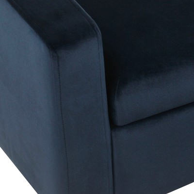 Fulton Mid-Century Modern Velvet Storage Bench in Dark Navy Blue