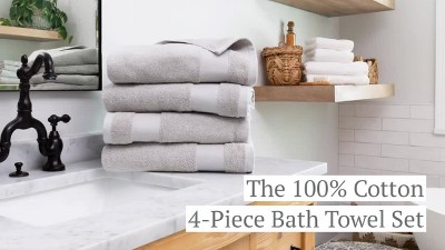 Becky Cameron 4-Piece White Ultra Soft Cotton Bath Towel Set IH