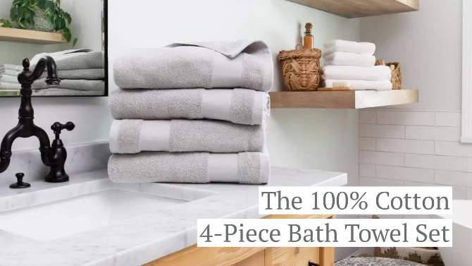 Set Of 4 Bath Towels, 100% Super Plush Premium Cotton - Becky Cameron, 2 of 17, play video