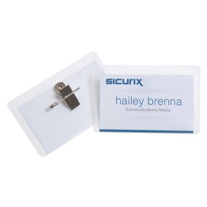 SICURIX Clip/Pin Style ID Badge Holder Kit with Printable Inserts, 3-1/2" x 2-1/4", Pack of 50 - 1 of 4