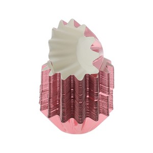 Unique Bargains Large Pleated Style Disposable Baking Cups Cardstock PET Coating 1.77"x1.18" 50 Pcs - 1 of 4