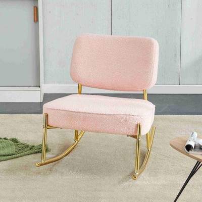 CAVINAS PU Leather Glider Rocking Chair with Mid-Height Backrest,Upholstered Rocking Chair,Nursery Accent Chair for Bedroom
