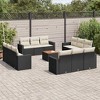 vidaXL 13 Piece Patio Sofa Set with Cushions Black Poly Rattan - Black and Cream - 2 of 4
