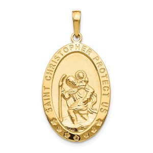 Black Bow Jewelry 14k Yellow Gold Polished Oval St Christopher Medal Pendant, 16 x 33mm - 1 of 4