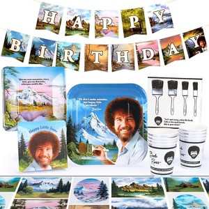Prime Party Bob Ross Classic Birthday Party Supplies Pack | 66 Pieces | Serves 8 Guests - 1 of 3