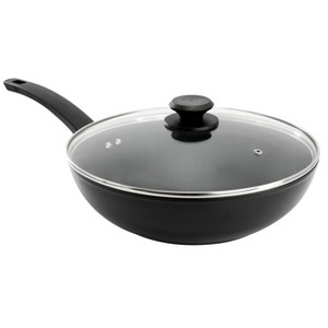 Oster Connelly 12 Inch Textured Nonstick Aluminum Wok with Lid in Black - 1 of 4