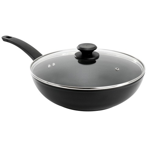 Oster Connelly 12 Inch Textured Nonstick Aluminum Wok with Lid in Black - image 1 of 4