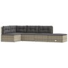 vidaXL 5 Piece Patio Lounge Set with Cushions Gray Poly Rattan - 2 of 4
