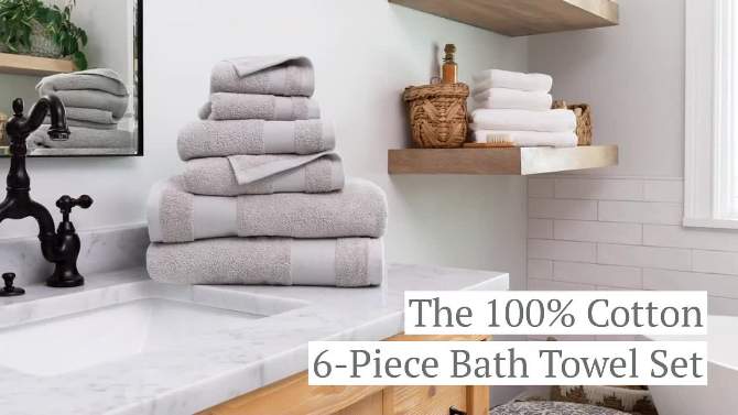 6 Piece Bath Towels Set, 100% Super Plush Premium Cotton - Becky Cameron, 2 of 14, play video