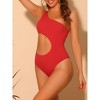 Elerevyo Women's One Shoulder Monokini Asymmetric Waist Cutout Solid Swimwear Bathing Suit 1 Pc - 2 of 4