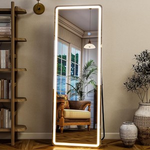 20"x56" Arched LED Full Length Mirror with Lights – Wall Mounted or Standing Full Body Mirror - 1 of 4