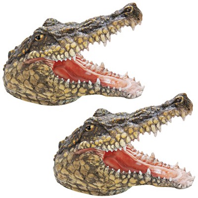 Naturalistic Resin Crocodile Statue Set of Two