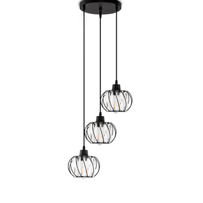 YANSUN 3-Light Black Island Pendant Light with Crystal Shades, Metal Frame, E26 Base, Modern Kitchen Lighting Fixture