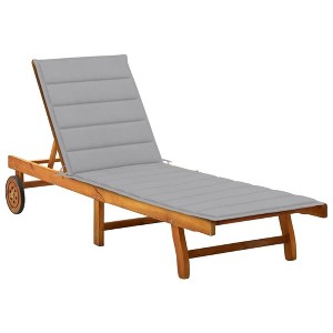 vidaXL Patio Sun Lounger with Cushion Solid Acacia Wood - 1 of 4