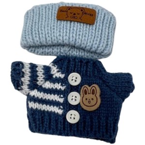 Doll Clothes Superstore Cozy Blue & White Sweater Set with Headband for 17.5 cm Labubu Dolls - 1 of 4