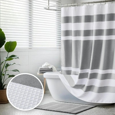 LunaLulinlk Park Traditional Polyester Fabric Spa Waffle Shower Curtain in Gray