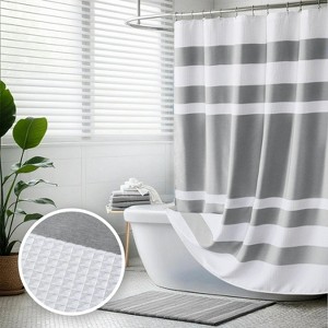 LunaLulinlk Park Traditional Polyester Fabric Spa Waffle Shower Curtain in Gray - 1 of 4