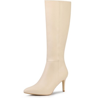 BLISSFUL STEP Women's Halloween Pointed Toe Side Zipper Stiletto Heel Knee High Boots