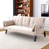 SKRAN 70" Convertible Multi-Functional Cotton And Linen Sofa Bed, Folding Futon Couch, With Cup Holders, Side Storage For Living Room - 4 of 4