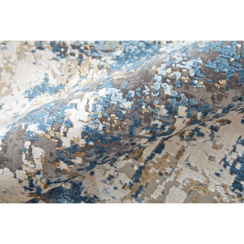Cadiz Modern Abstract Ivory/Tan/Blue Area Rug, 5 of 9