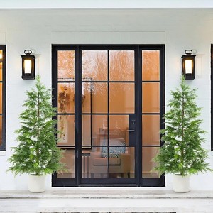 Coucheta 3/4/5/6 FT Artificial Cedar Topiary Trees 2-Pack, UV Resistant Fake Plants in White Pot for Outdoor Indoor Decor, Christmas Evergreen Decor - 1 of 4