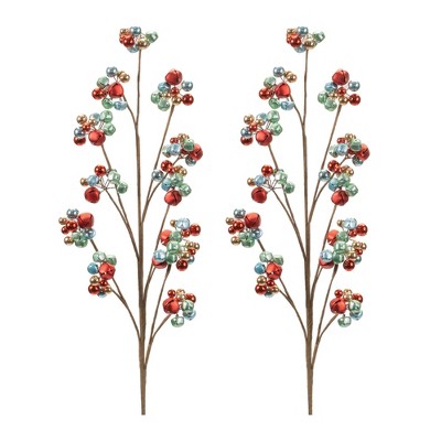 Metal Sleigh Bell Cluster Spray (Set of 2)