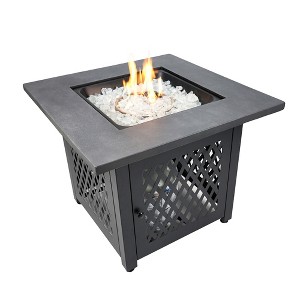 Endless Summer Charles 30 Inch Square Outdoor UV Printed 50,000 BTU LP Gas Fire Pit​ Table with Faux Concrete Mantel and Stamped Steel Base - 1 of 4