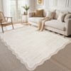 Washable Scalloped Rugs for Living Room Bedroom, Modern Solid Non Slip Rugs for Nursery Room Kids Room, Large Low Pile Carpet for Dining Room - 3 of 4