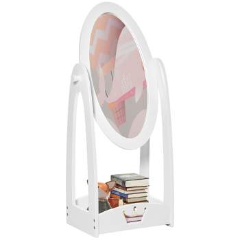 HOMCOM Full Length Mirror for Children, Adjustable to be Viewed From Multiple Angles Dress-up and Make-up, White