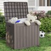 MAYEERTY 30 Gallon Large Capacity Outdoor Deck Box for Patio Furniture Cushions, Pillow with Wheels, Light Brown - 2 of 4